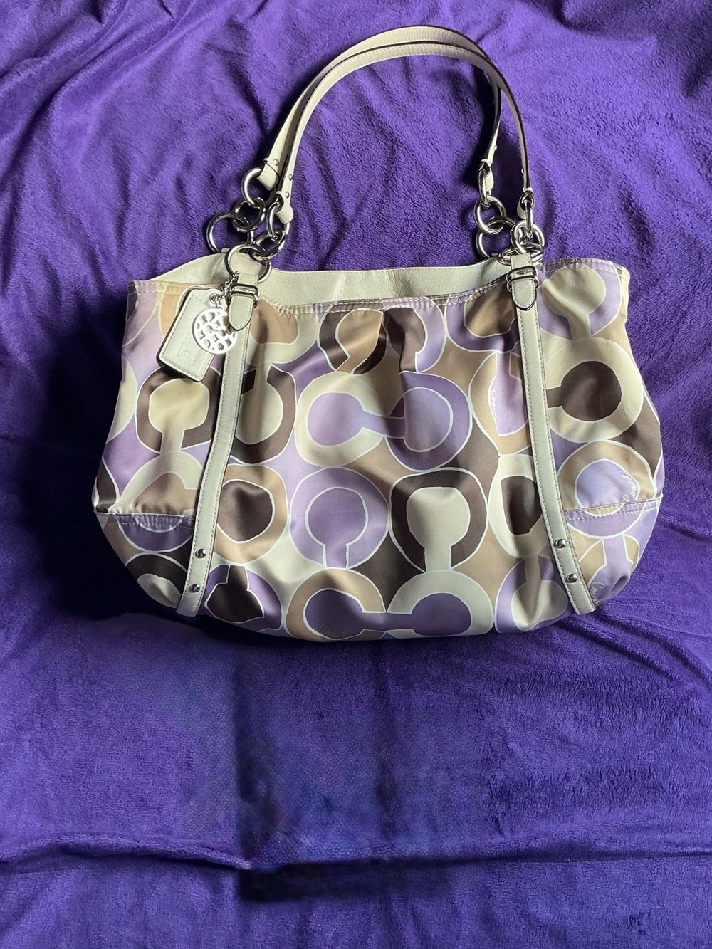 Coach OP Art Print Alexandra Lilac/Taupe Tote